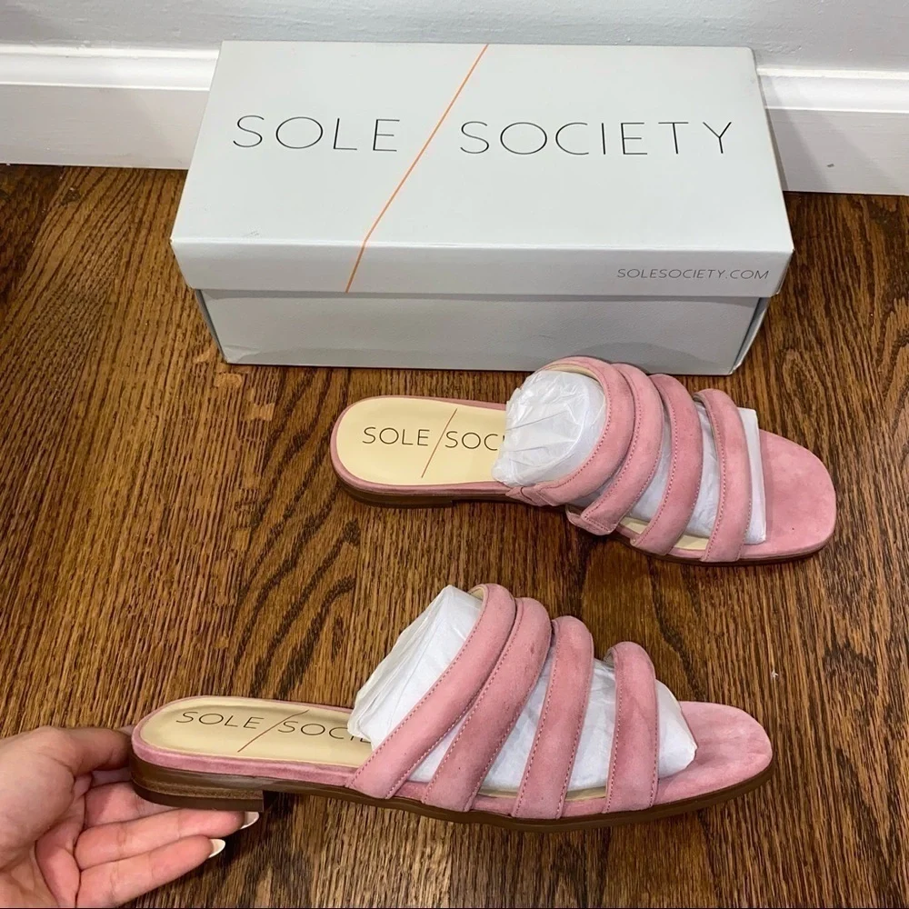 New Sole Society Saxten Strappy Slide Sandals